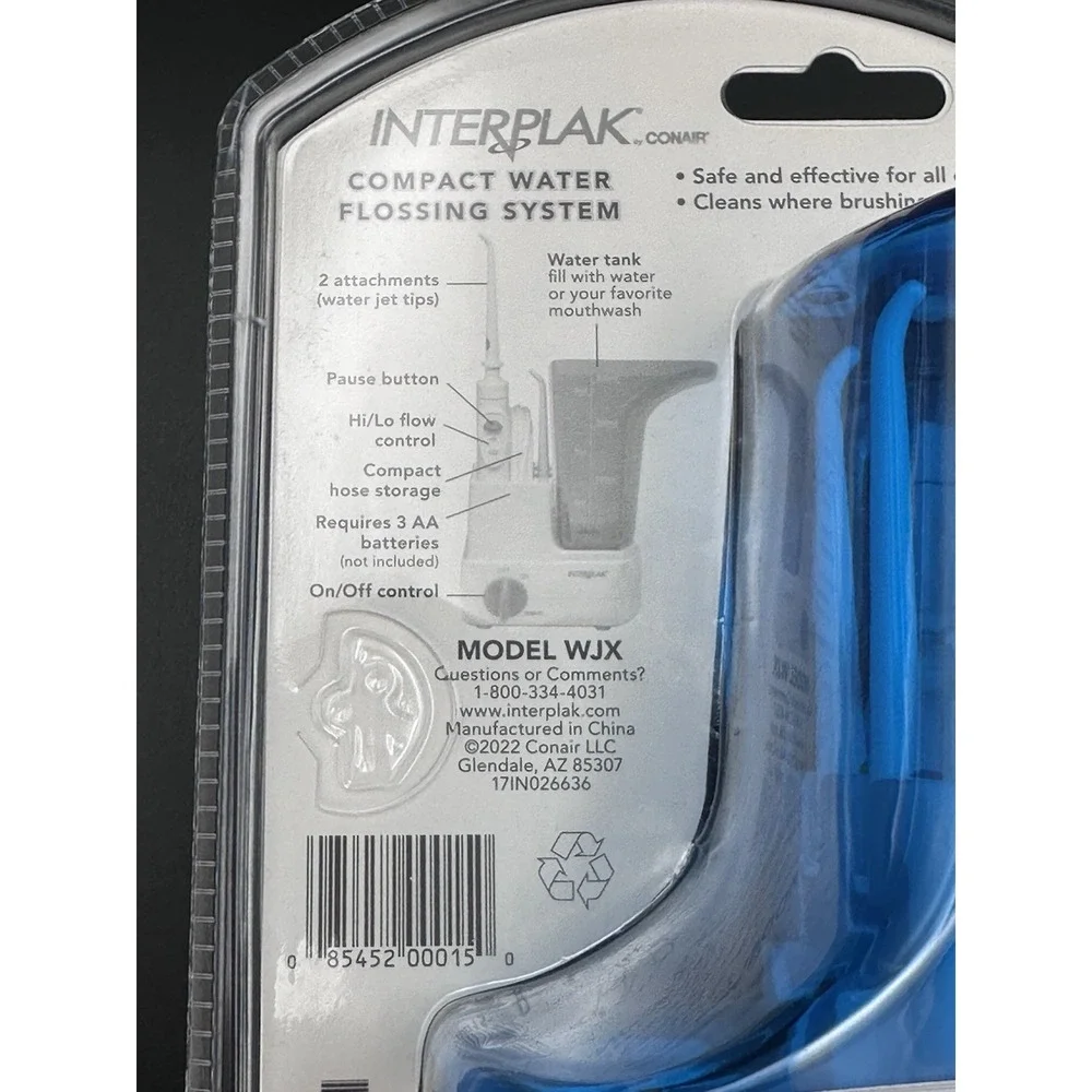 Conair Interplak Compact Water Flossing System with 2 Water Jet Tips